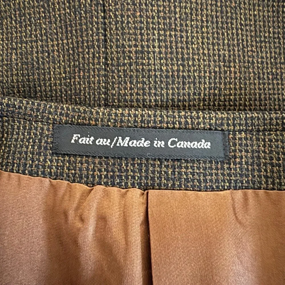 Linea Mens Wool Blazer Size 48T Brown Suit Jacket Classic Made In Canada VTG